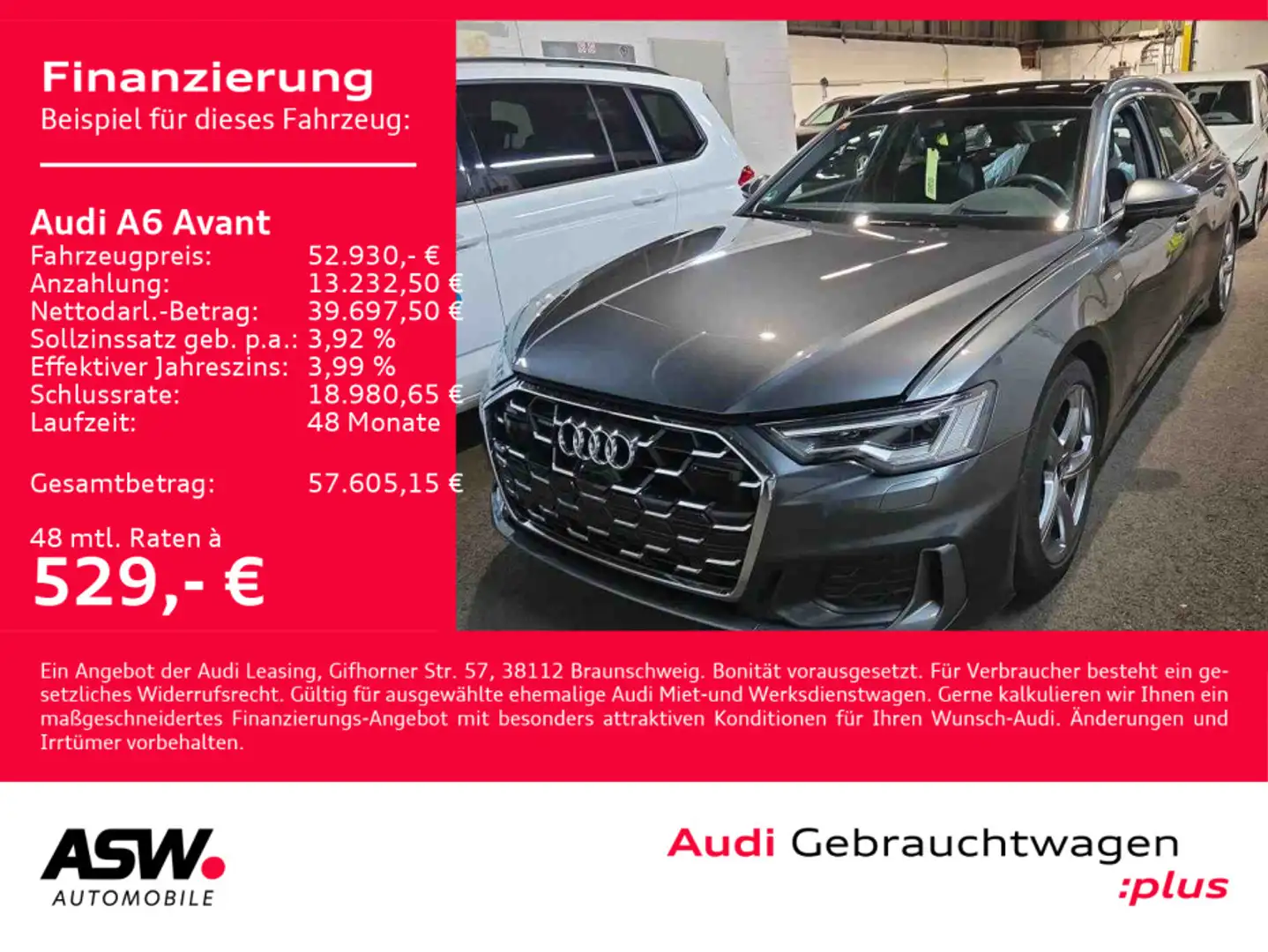 Audi A6 S line quattro 55 TFSI NAVI LED 360°ACC Grau - 1