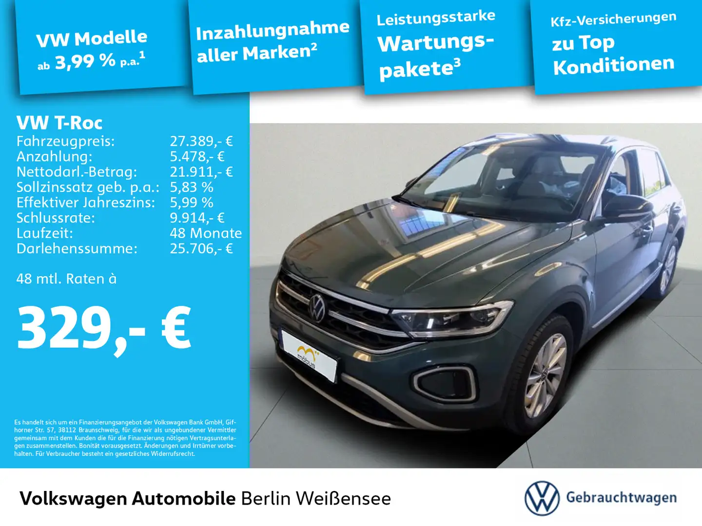 Volkswagen T-Roc 2.0 TDI STYLE*DSG*APP*AHK*LED*STHZG*RFK* Blau - 1