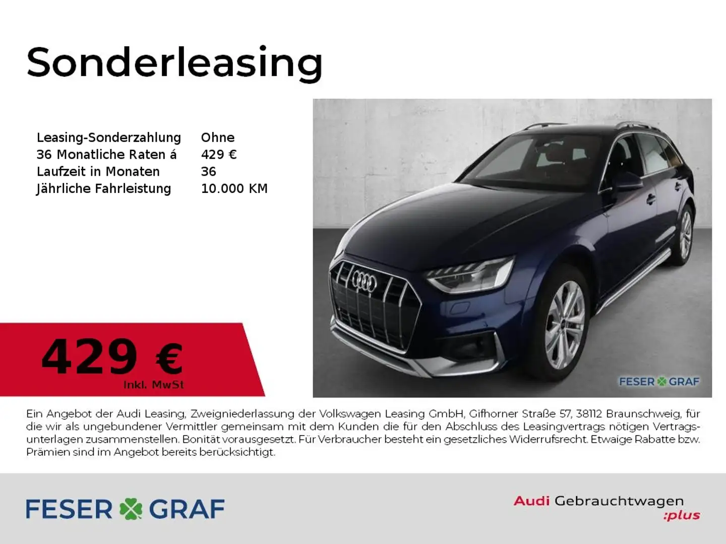 Audi A4 allroad 45 TFSI q. Matrix/HuD/ACC+Stadt/AHK/Stanh/19 Zoll Bleu - 1
