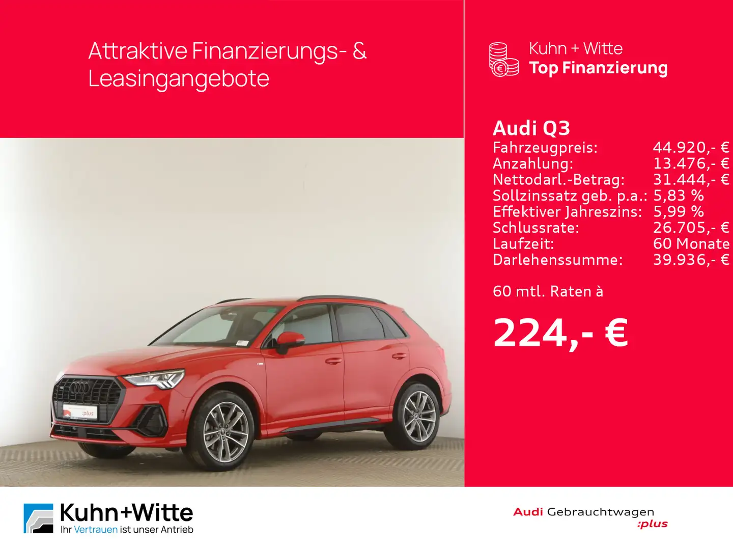 Audi Q3 40 TDI quattro S line *AHK*RFK*Matrix*SONOS*M Rot - 1