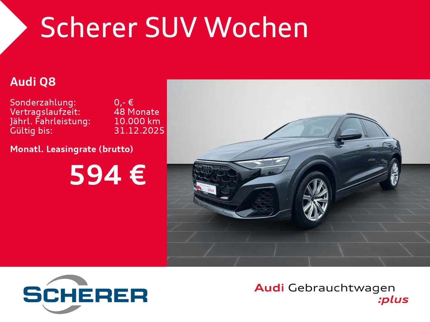 Audi Q8 55 TFSI S line quat./tiptr. AHK/Matrix-LED/Pa Gris - 1