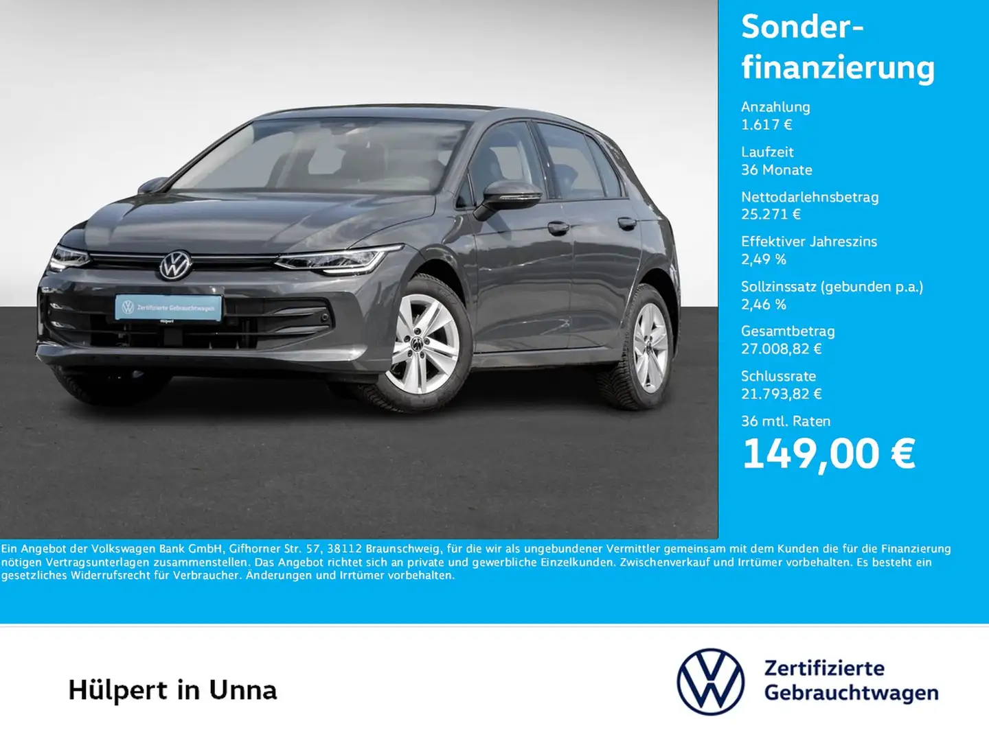 Volkswagen Golf VIII 1.5 eTSI LIFE FACELIFT ACC NAVI SITZHZ Gris - 1