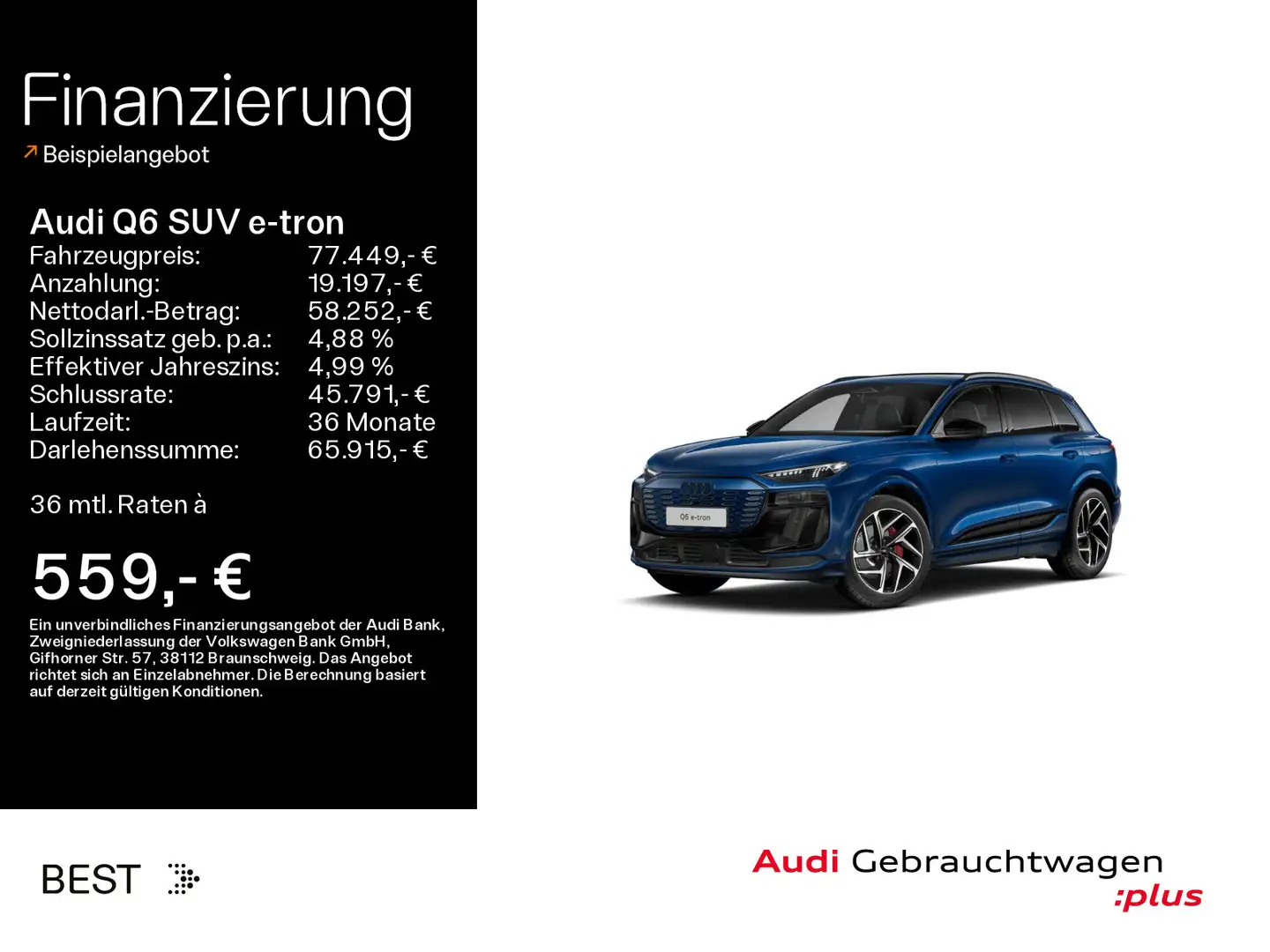 Audi Q6 Q6 e-tron S-LINE*EDITION-ONE-BLUE*B&O*MATRIX*PAN Blau - 1