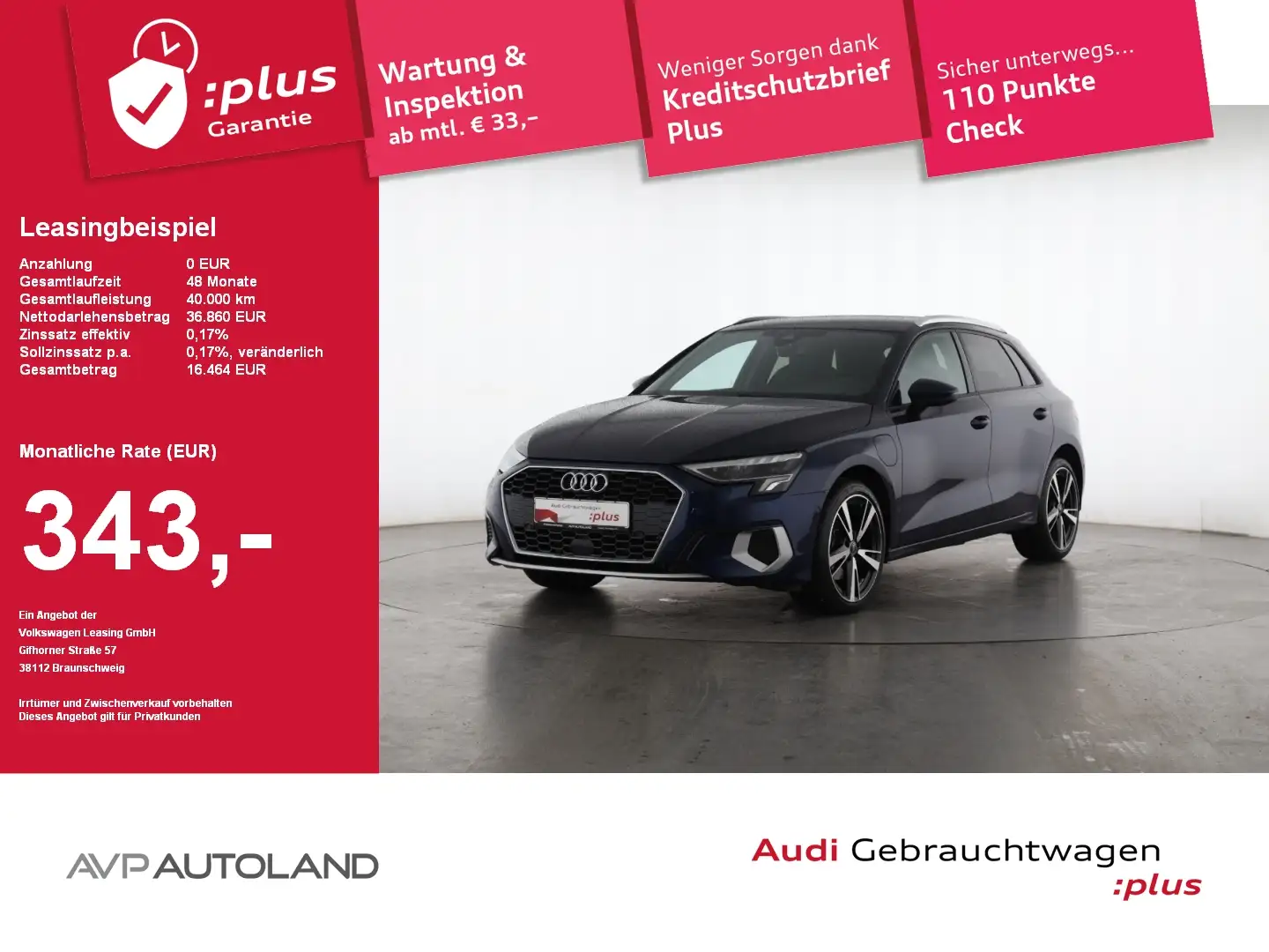 Audi A3 Sportback 40 TFSI e advanced Blau - 1