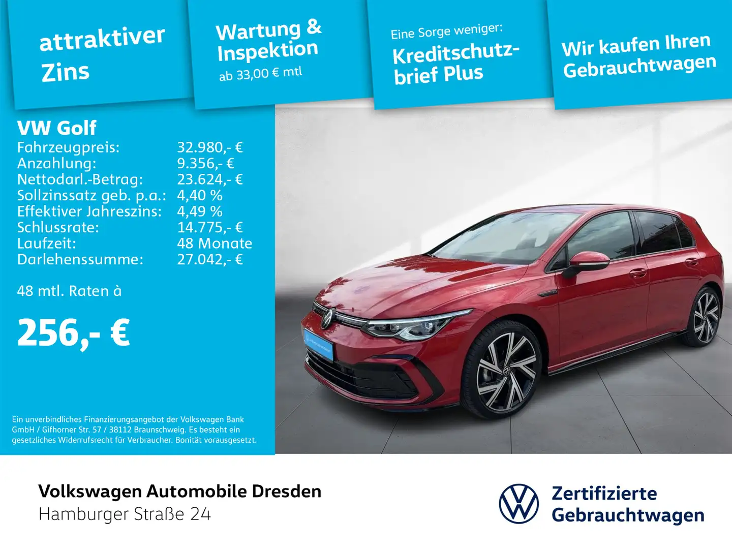 Volkswagen Golf VIII R-Line 2.0 TDI DSG AHK STHZG LED KAM Rot - 1