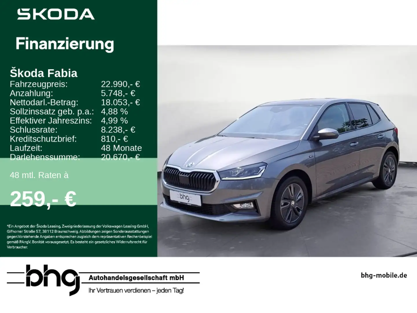 Skoda Fabia 1.0 TSI DSG *SELECTION* *PANO* Grau - 1