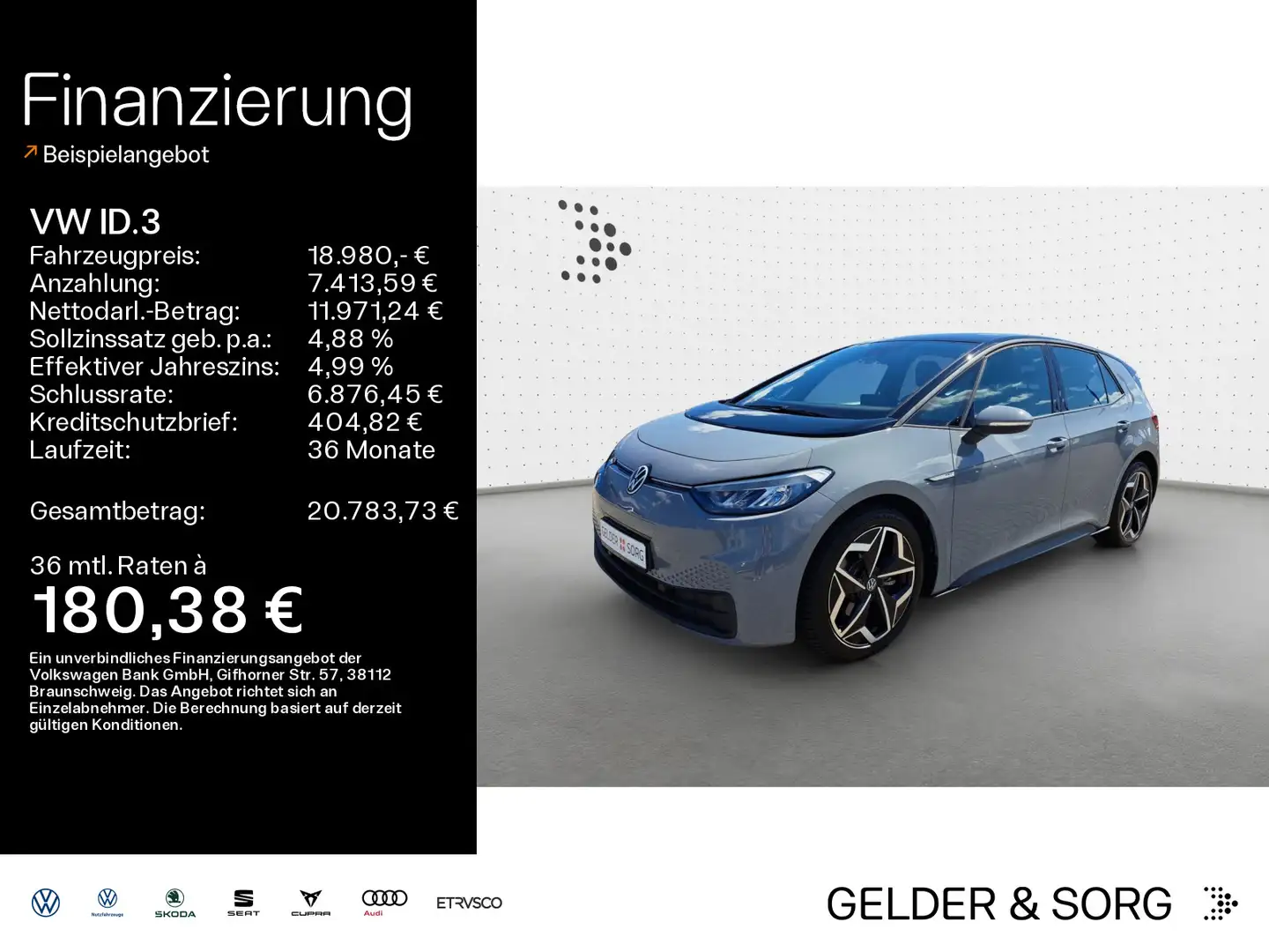 Volkswagen ID.3 Pro Performance 19Z*NAVI*LED*GRB*EPH Gris - 1