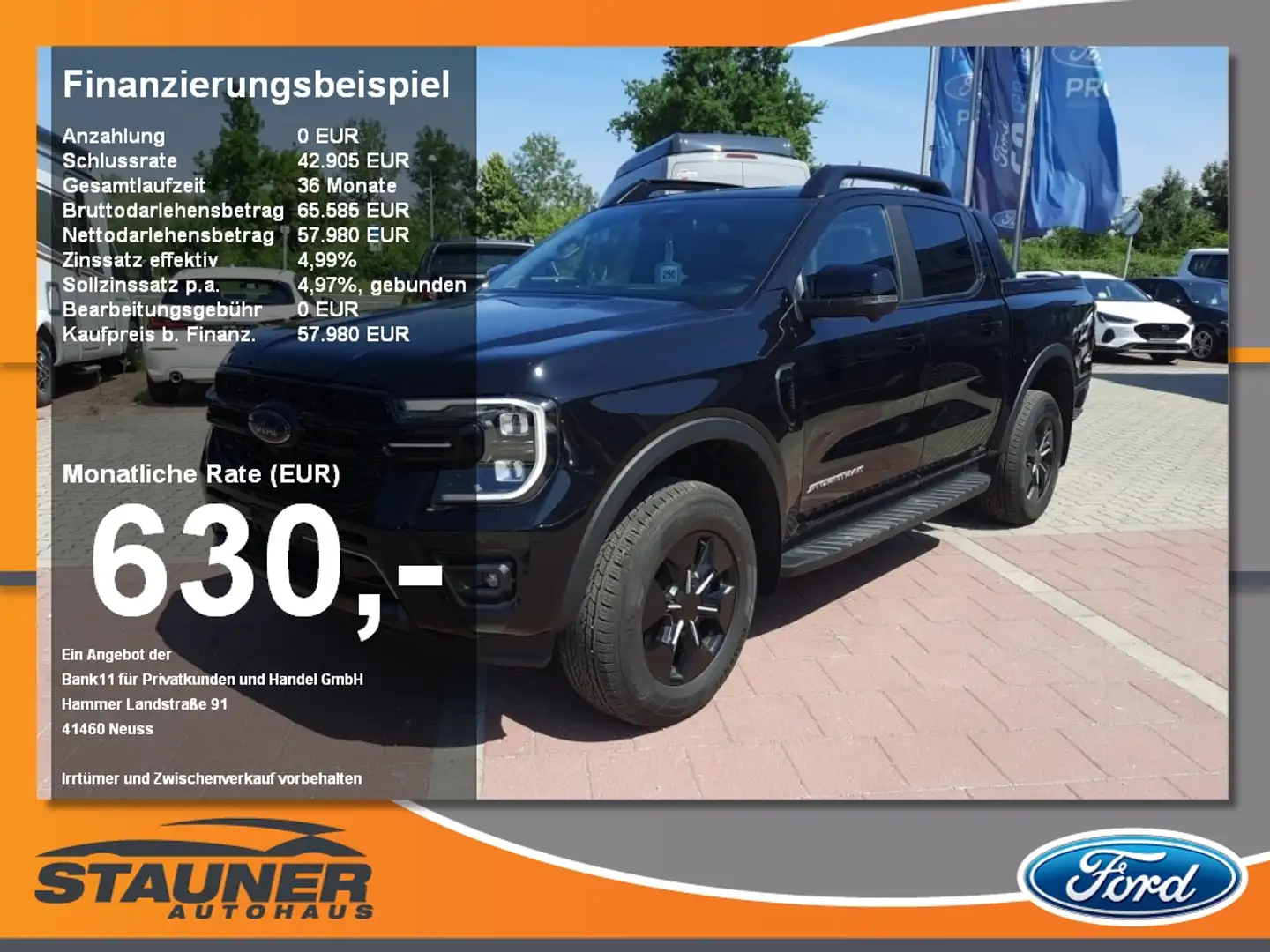 Ford Ranger Doka 2.3l Stormtrak PHEV Laderaumrollo Negro - 1