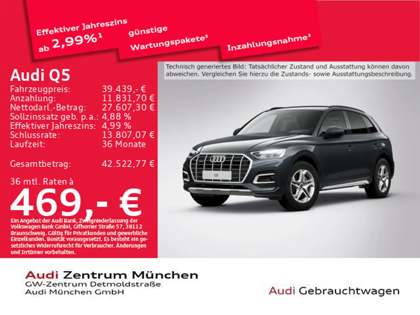 Audi Q5 40 TDI qu. S tronic advanced Virtual/Navi Grau - 1