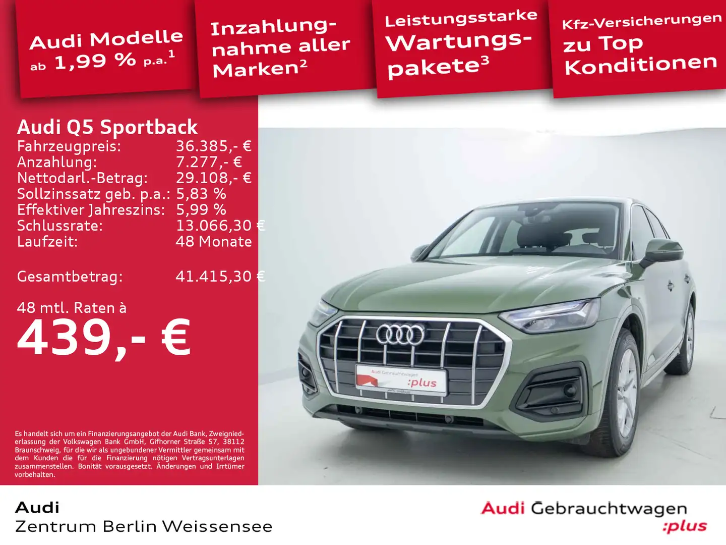 Audi Q5 35 TDI S-TRO*ADVANCED*LED*PANO*RFK* Grün - 1