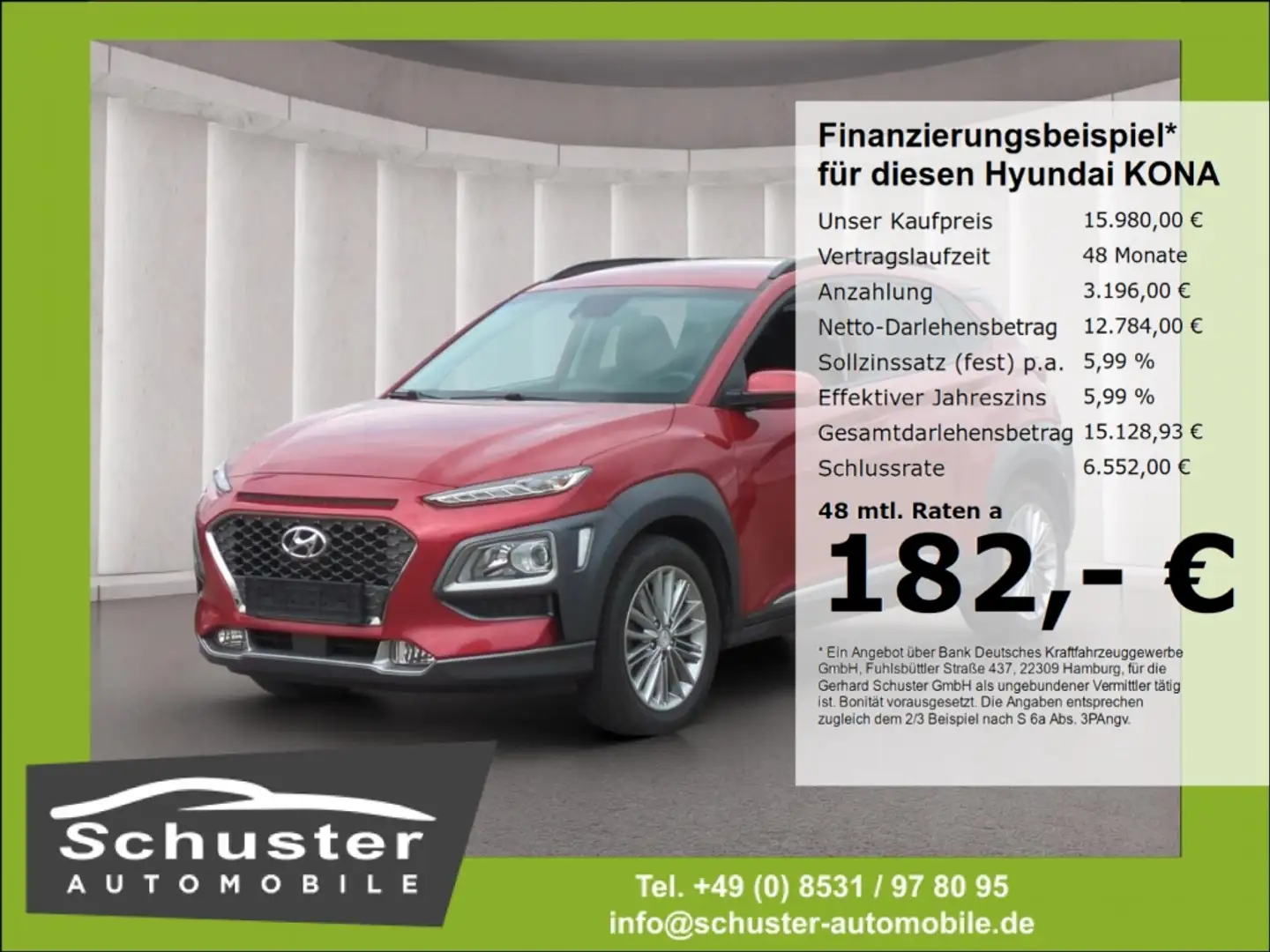 Hyundai KONA Premium 4WD 1.6T*Autom AHK R-Kam Tempo SHZ Rot - 1