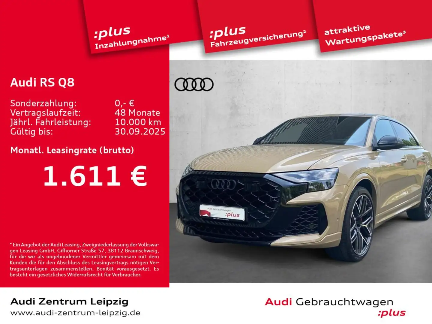 Audi RS Q8 4.0 TFSI qu. *HD-Matrix*Pano*AHK*Wankstab* Gold - 1