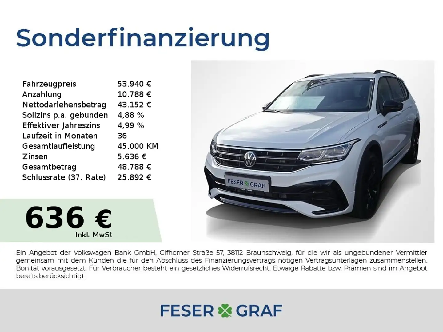 Volkswagen Tiguan Allspace 2.0 TDI 4M R-Line Black DSG AHK Weiß - 1
