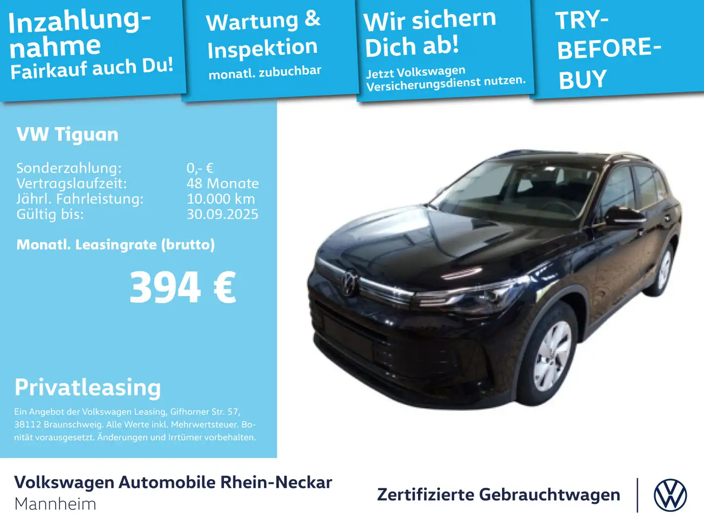 Volkswagen Tiguan 1.5 eTSI DSG GAR.2029 Navi AHK Kamera uvm Schwarz - 1