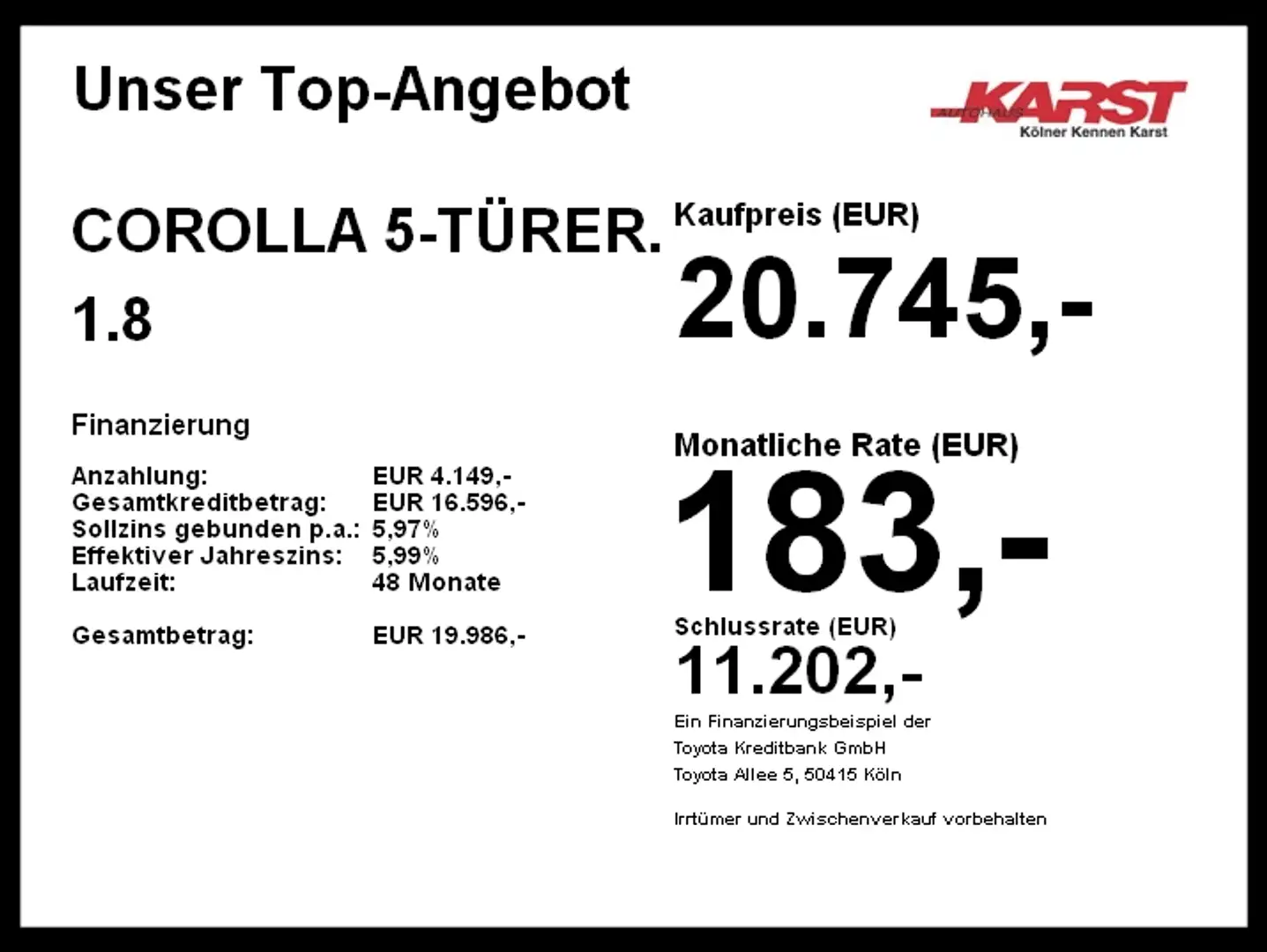 Toyota Corolla 5-TÜRER. 1.8 BSW SHZ Kamera PDC v+h Weiß - 2