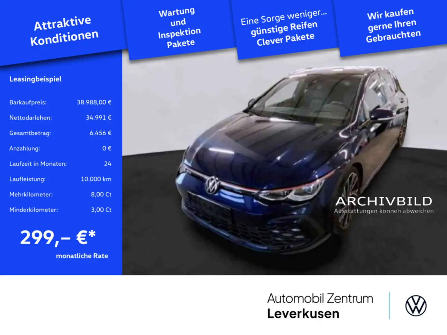 Volkswagen Golf VIII GTI DSG STANDHZ PANO H/K ACC MATRIX Blau - 1