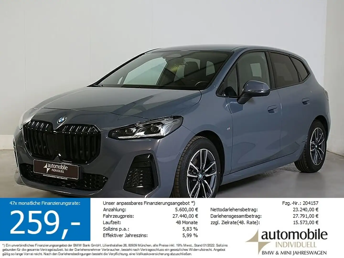BMW 218 i Active Tourer M Sportpaket AHK LED ACC H&K Grigio - 1
