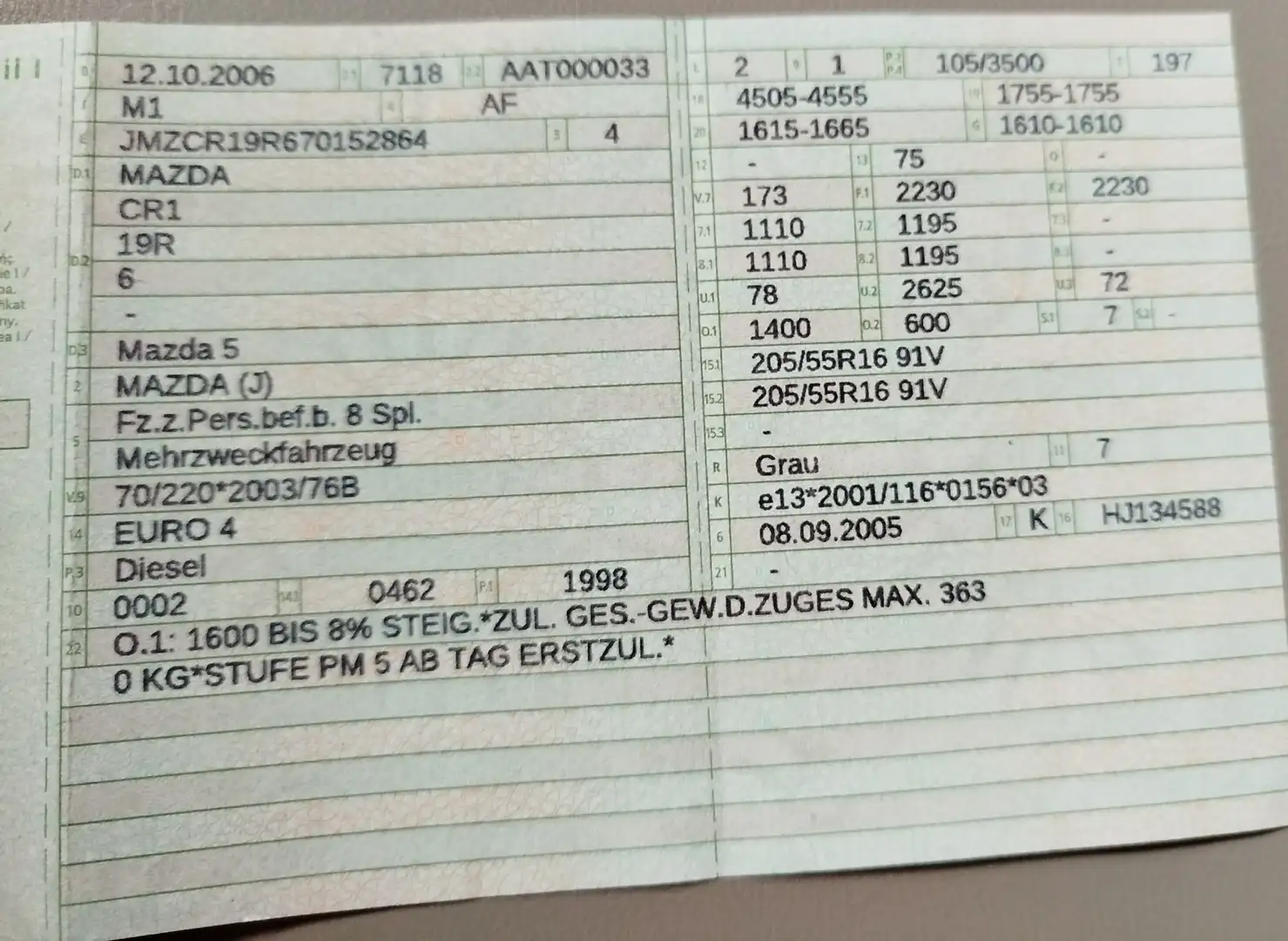 Mazda 5 Kombi 7 Sitzer Silber - 1