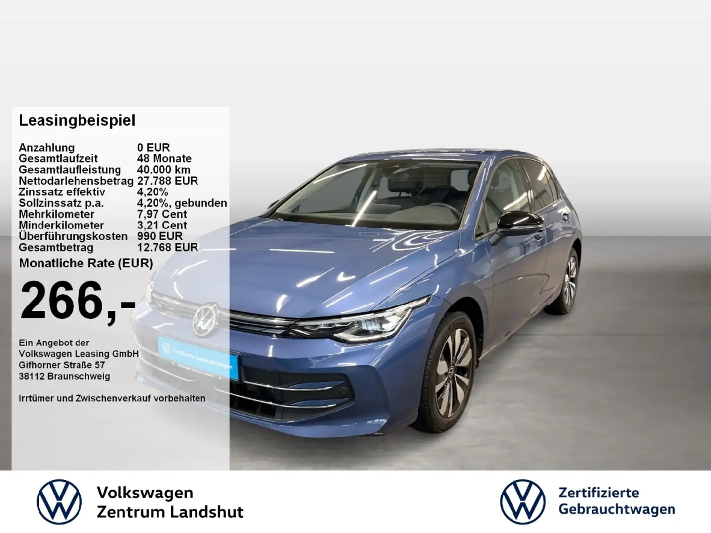 Volkswagen Golf VIII 2.0 TDI DSG Goal ParkAss. FLA ACC KAM Blau - 1