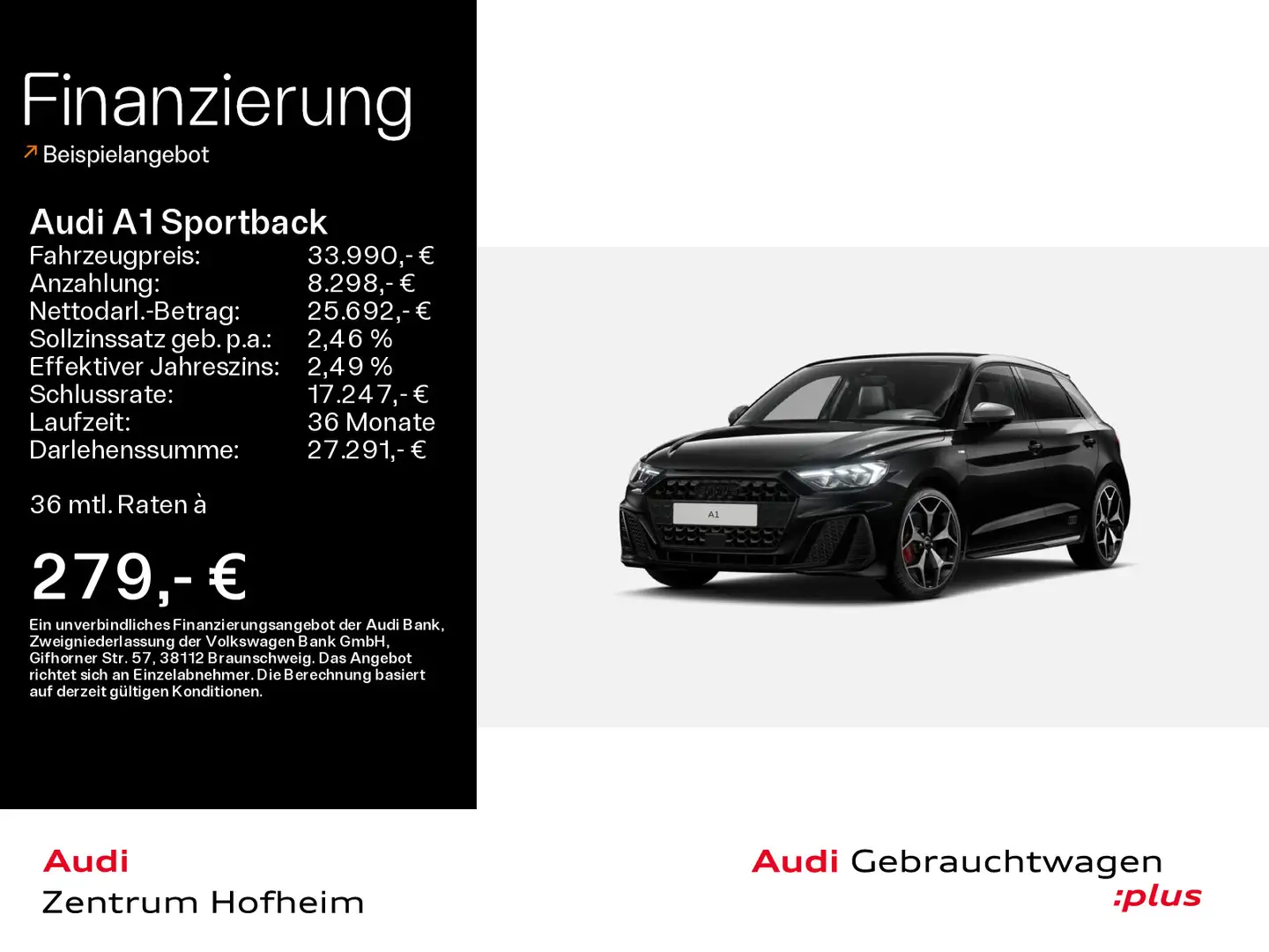 Audi A1 40 TFSI 2x S line S tro*Sonos*LED*V Schwarz - 1