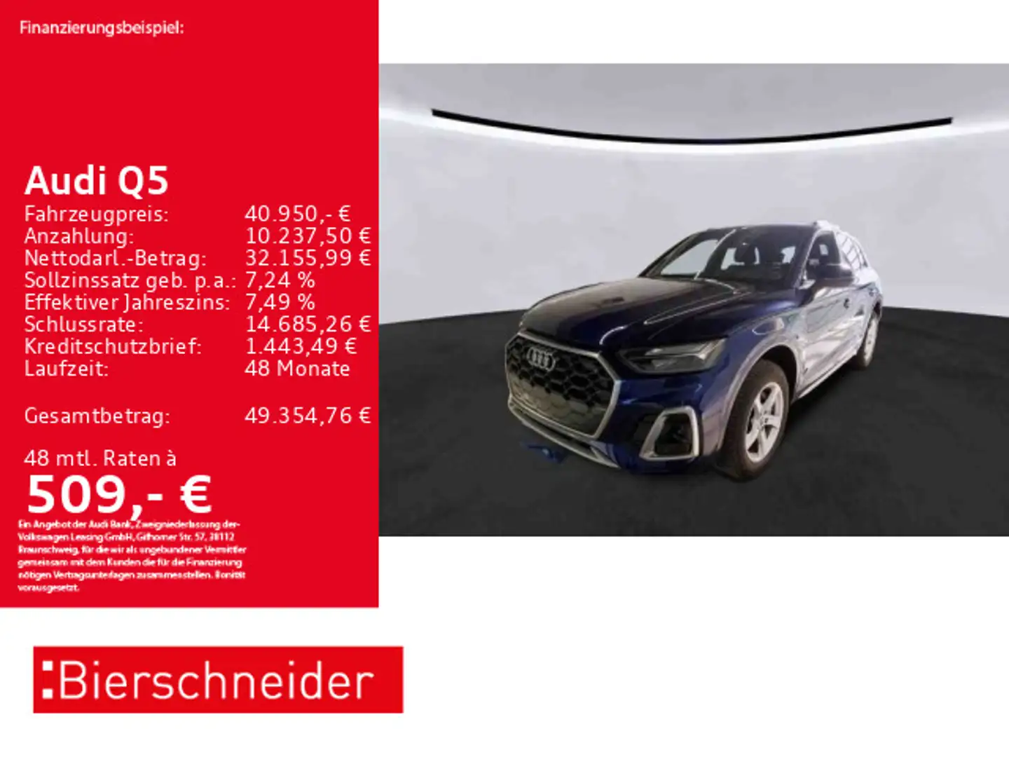 Audi Q5 40 TDI qu S-Line AHK STAND NAVI CAM Blau - 1