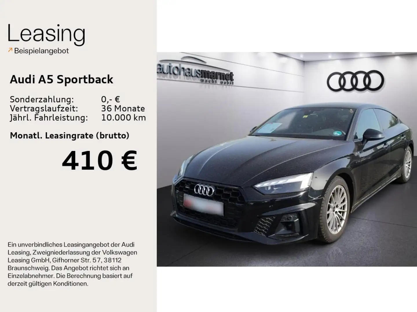 Audi A5 Sportback S line business 45 TFSI quattro Matrix*O Schwarz - 2