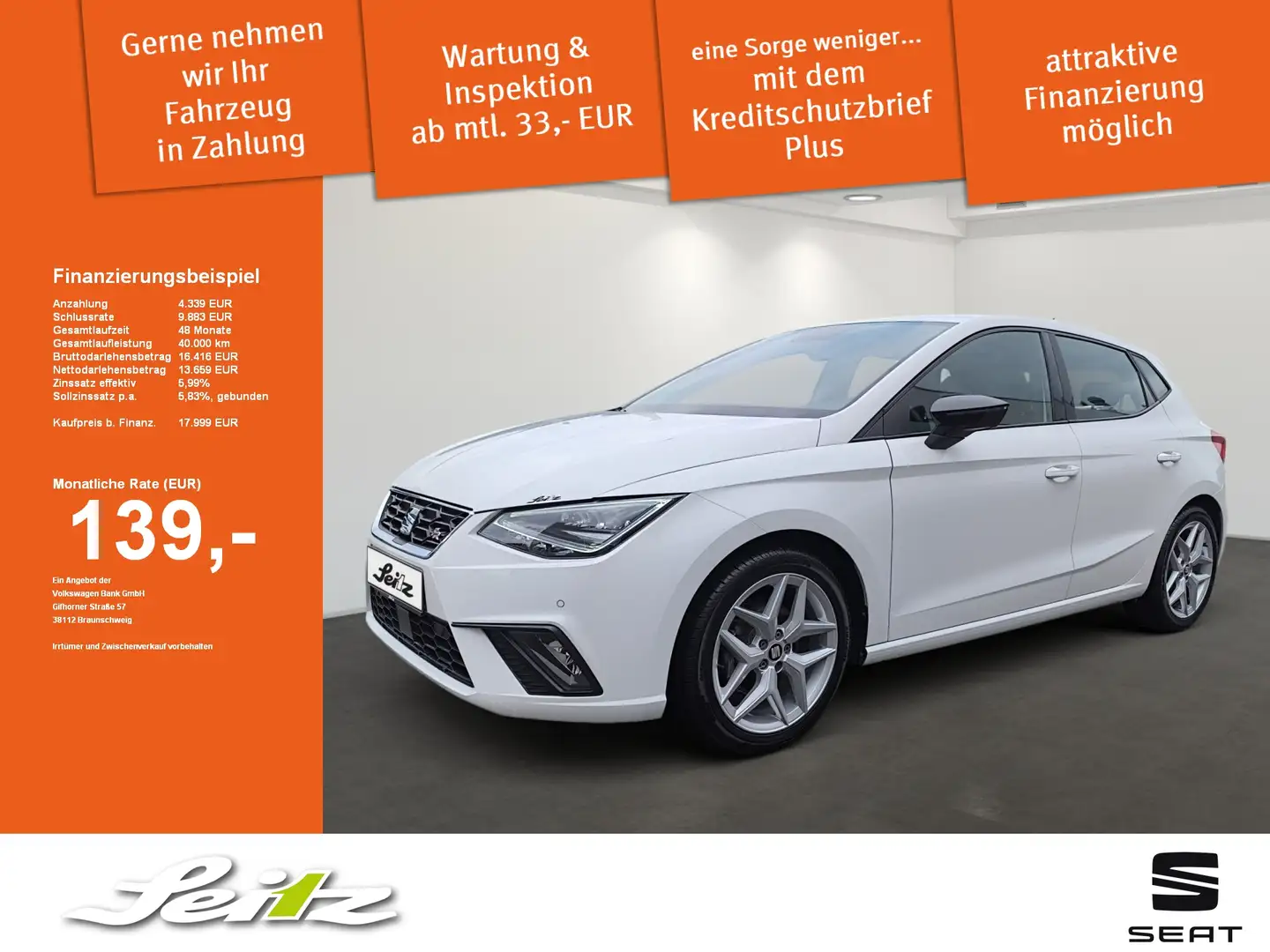 SEAT Ibiza 1.0 TSI FR Beats *KAMERA*NAVI*SITZH* Weiß - 1