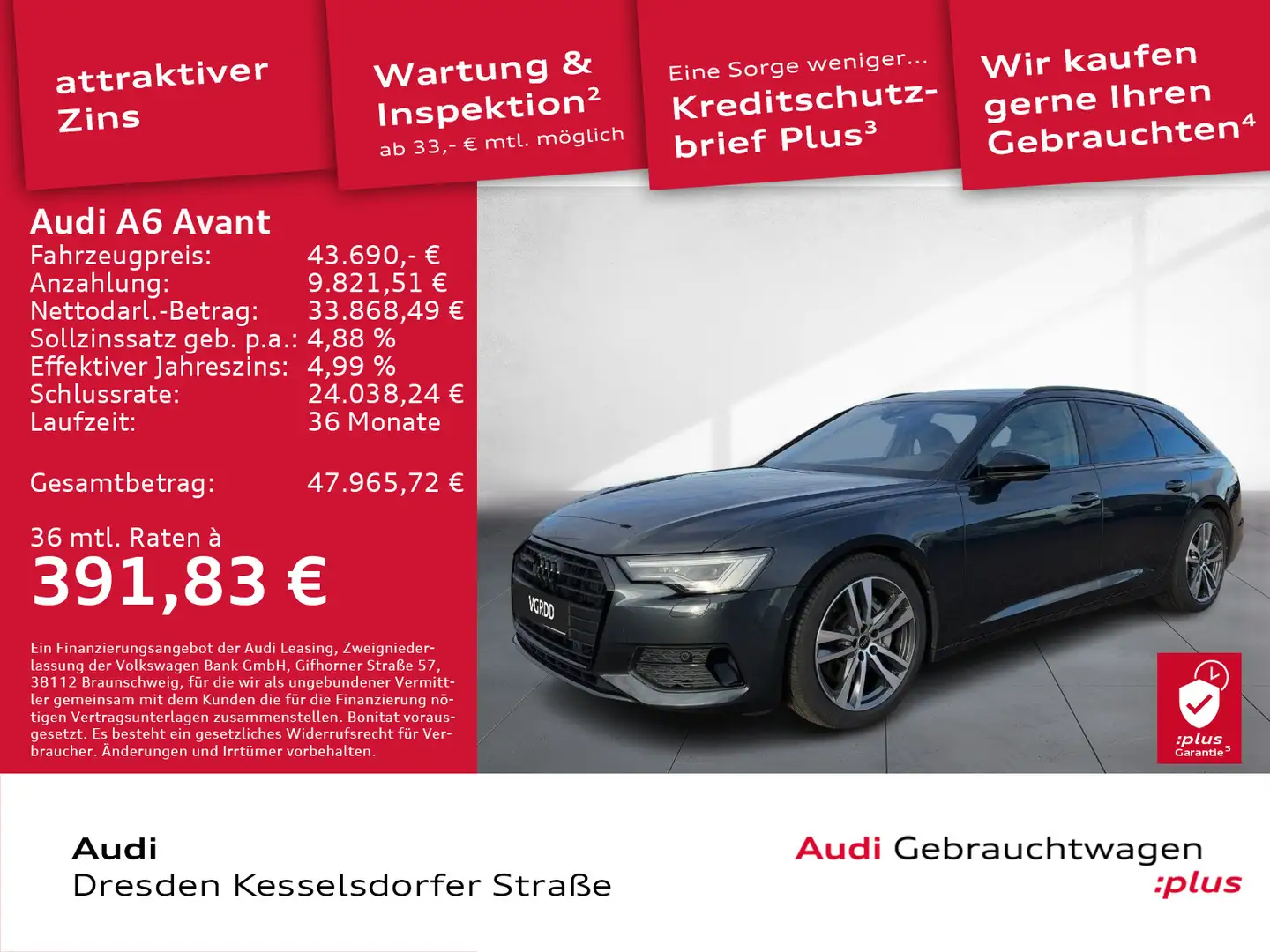 Audi A6 50 TDI Q. AHZV LED Navi Grau - 1