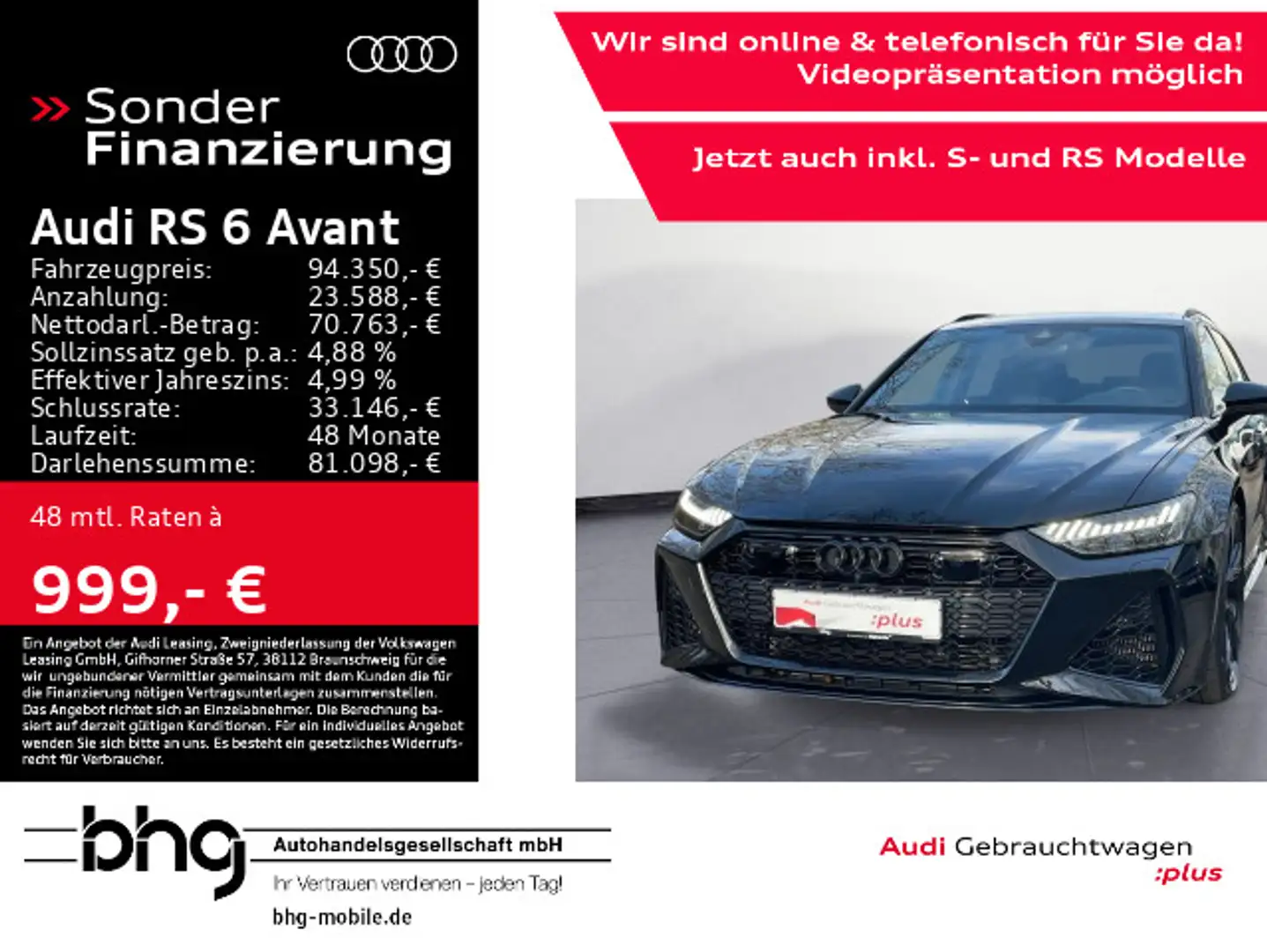Audi RS6 RS6 Avant 4.0 TFSI quattro Matrix/AHK/Pano/B&O/S Noir - 1