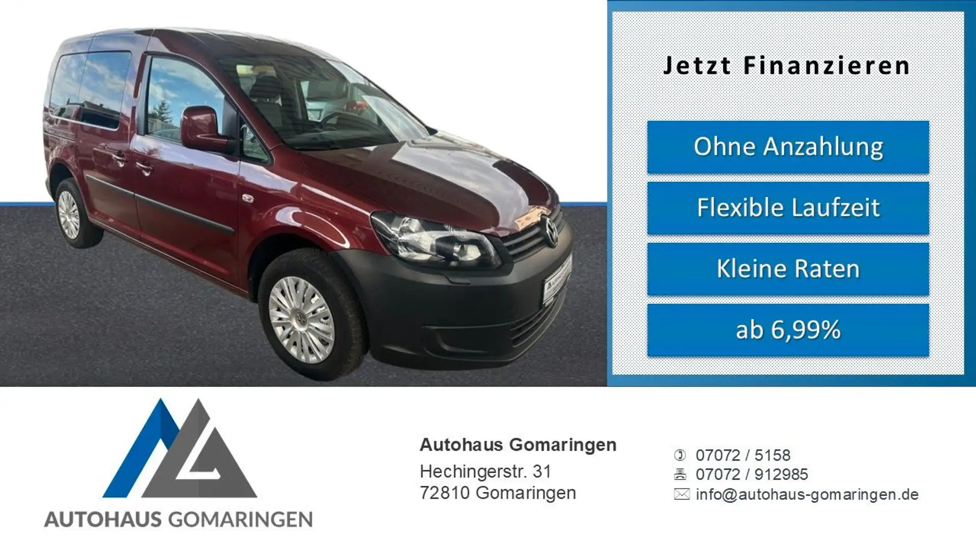 Volkswagen Caddy Kombi TÜV Neu*8-fach BR*2xSchiebetür*AHK* Rot - 1