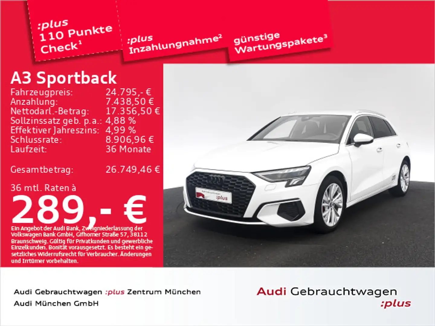 Audi A3 35 TFSI S tronic Navi+/LED/Virtual+ Weiß - 1