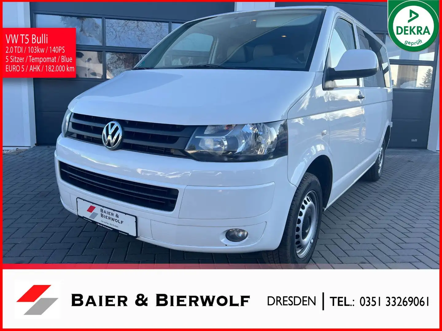Volkswagen T5 Transporter 5 Sitzer Klima 140PS TÜV NEU Blanc - 1