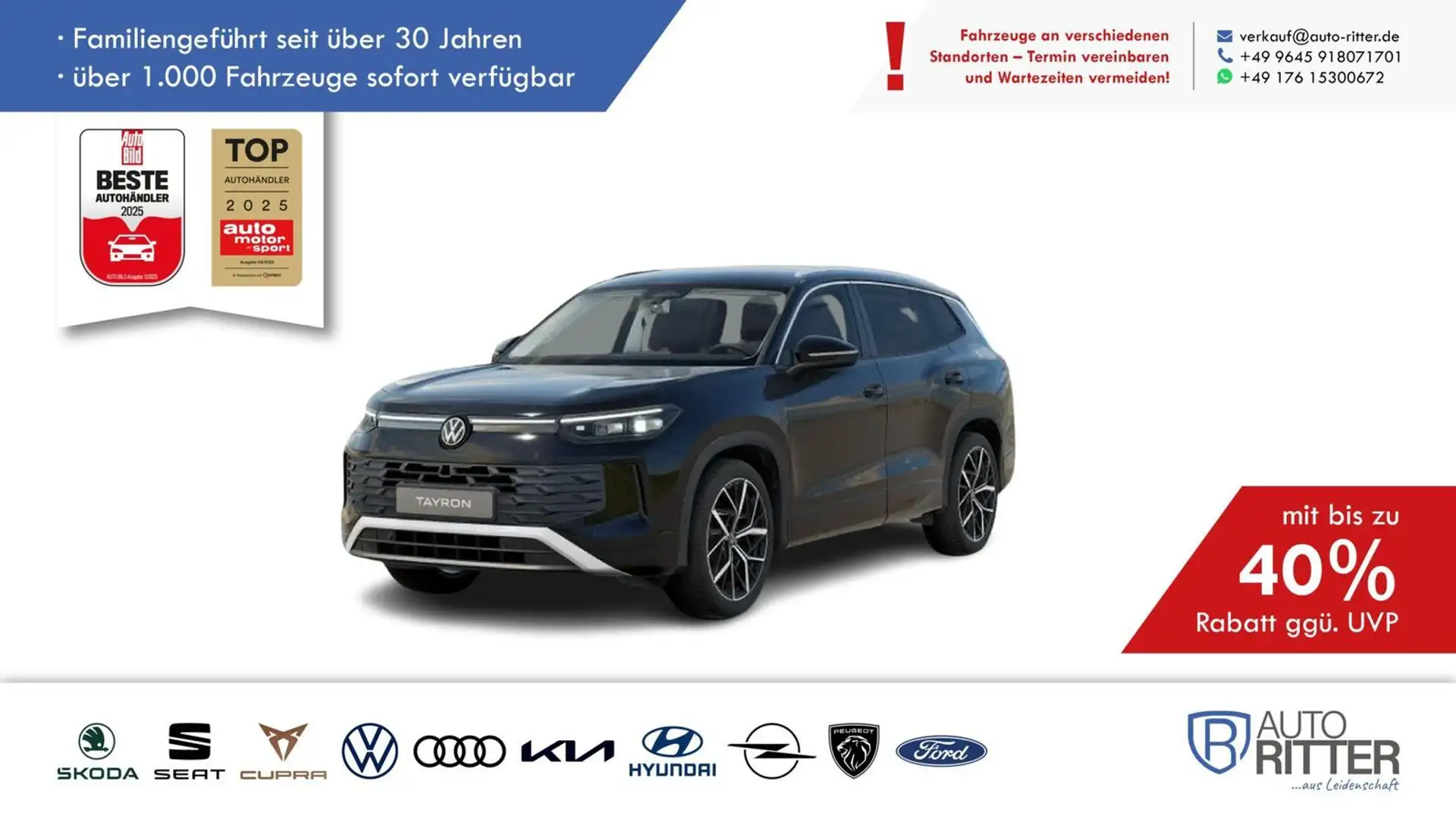 Volkswagen Tayron Life ACC|AHK|RFK|LED|Carplay|Klima|PDC... Schwarz - 1