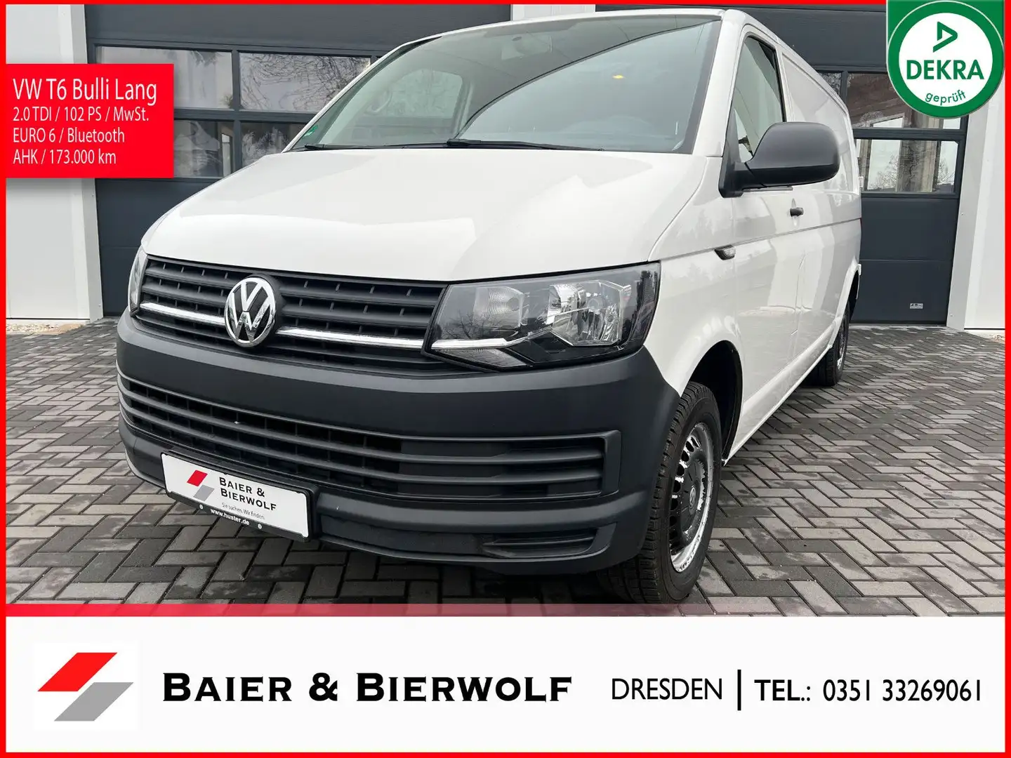 Volkswagen T6 Transporter Kasten Lang Klima AHK MwSt. Weiß - 1