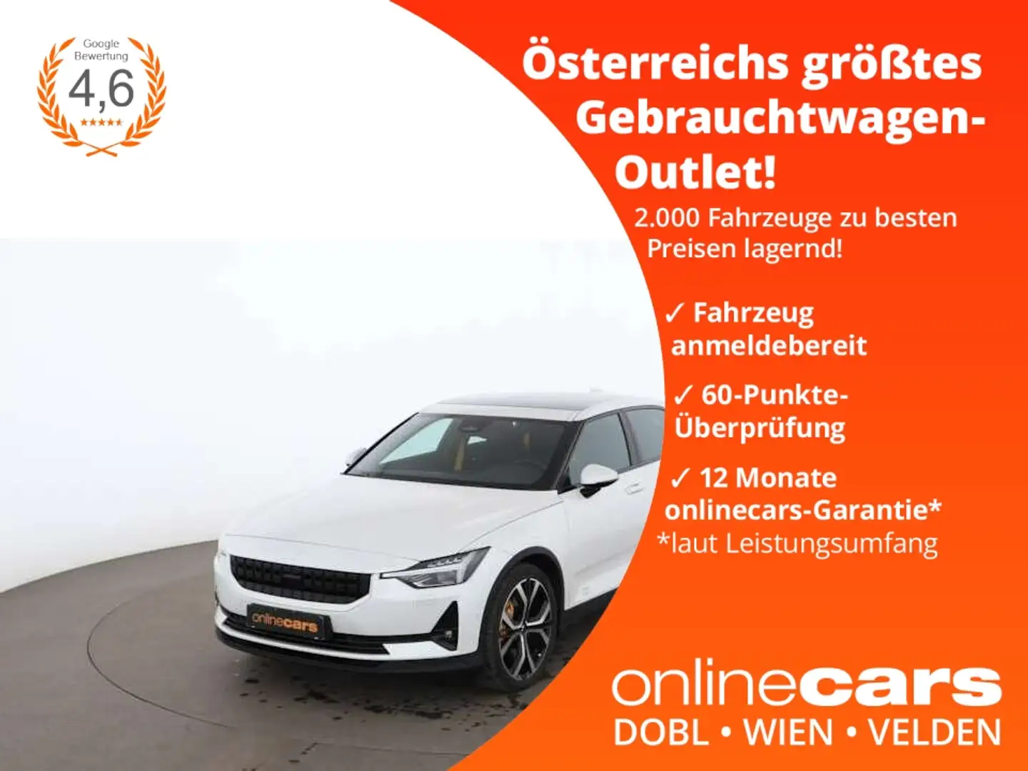 Polestar 2 Long Range 78kWh AWD Aut LED SKY 360-CAM NAVI Weiß - 1