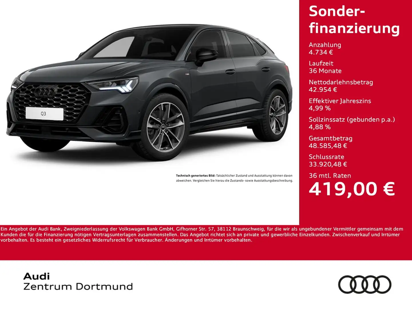 Audi Q3 Sportback 40 quattro S LINE BLACKPAK PANO AHK Grau - 1