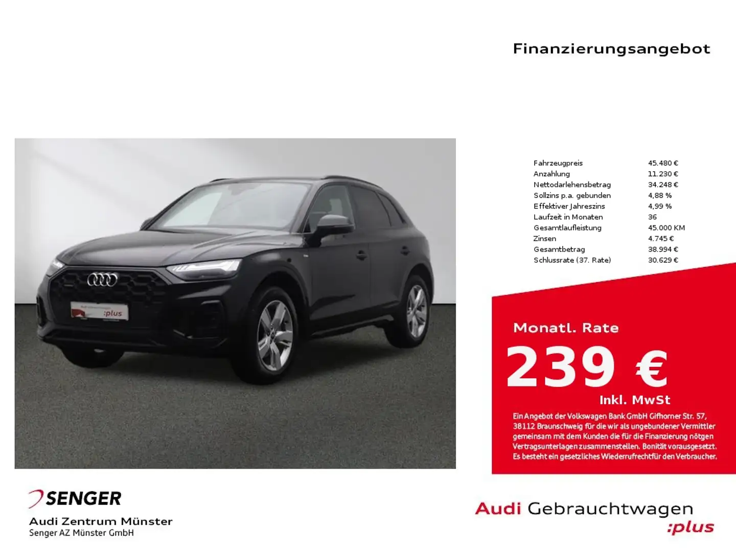 Audi Q5 45 TFSI quattro S line MMI Navi Matrix Pano Schwarz - 1