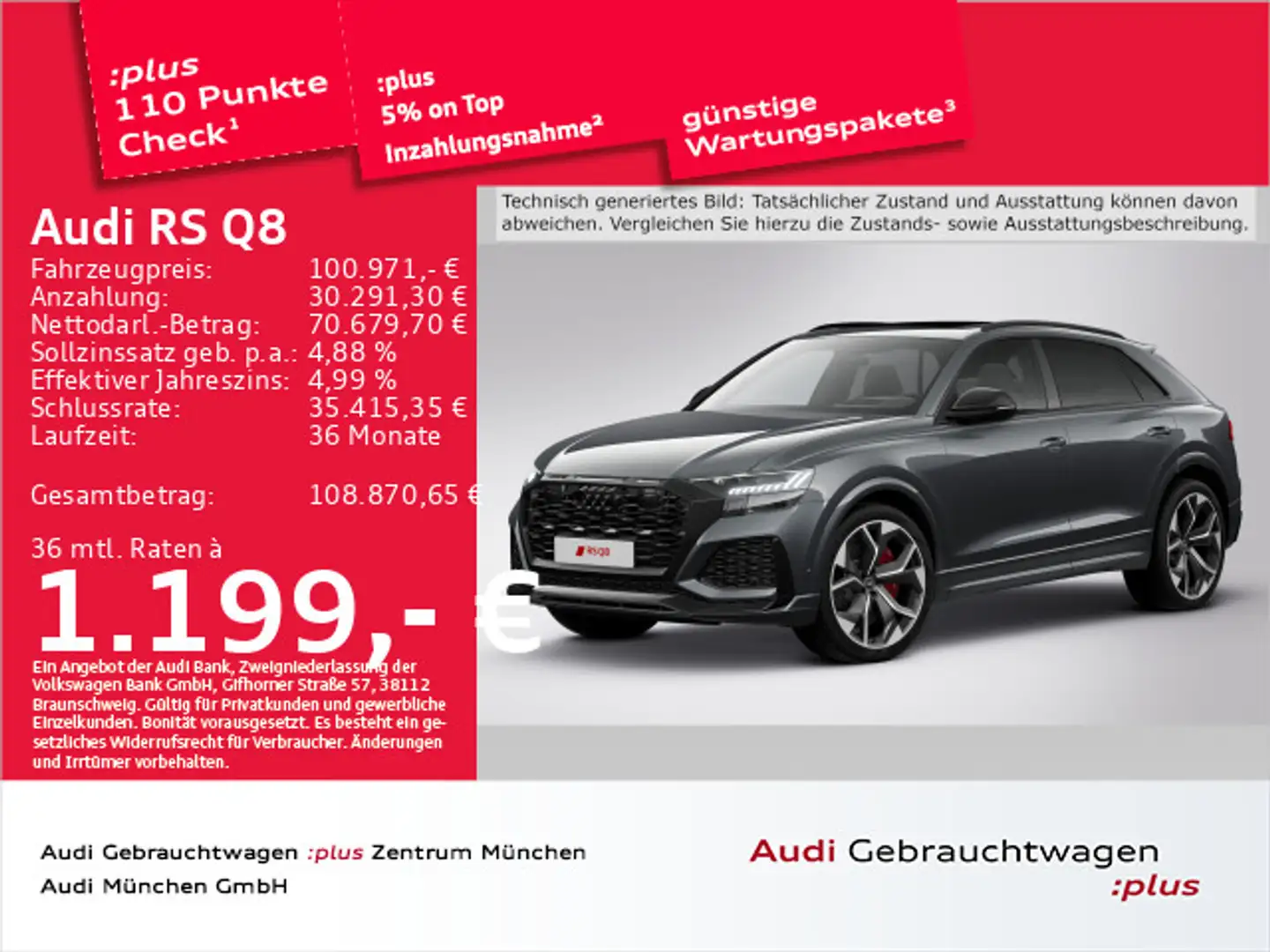 Audi RS Q8 tiptr. Dynamik+/Keramik/Pano/StdHzg/B&O Grau - 1