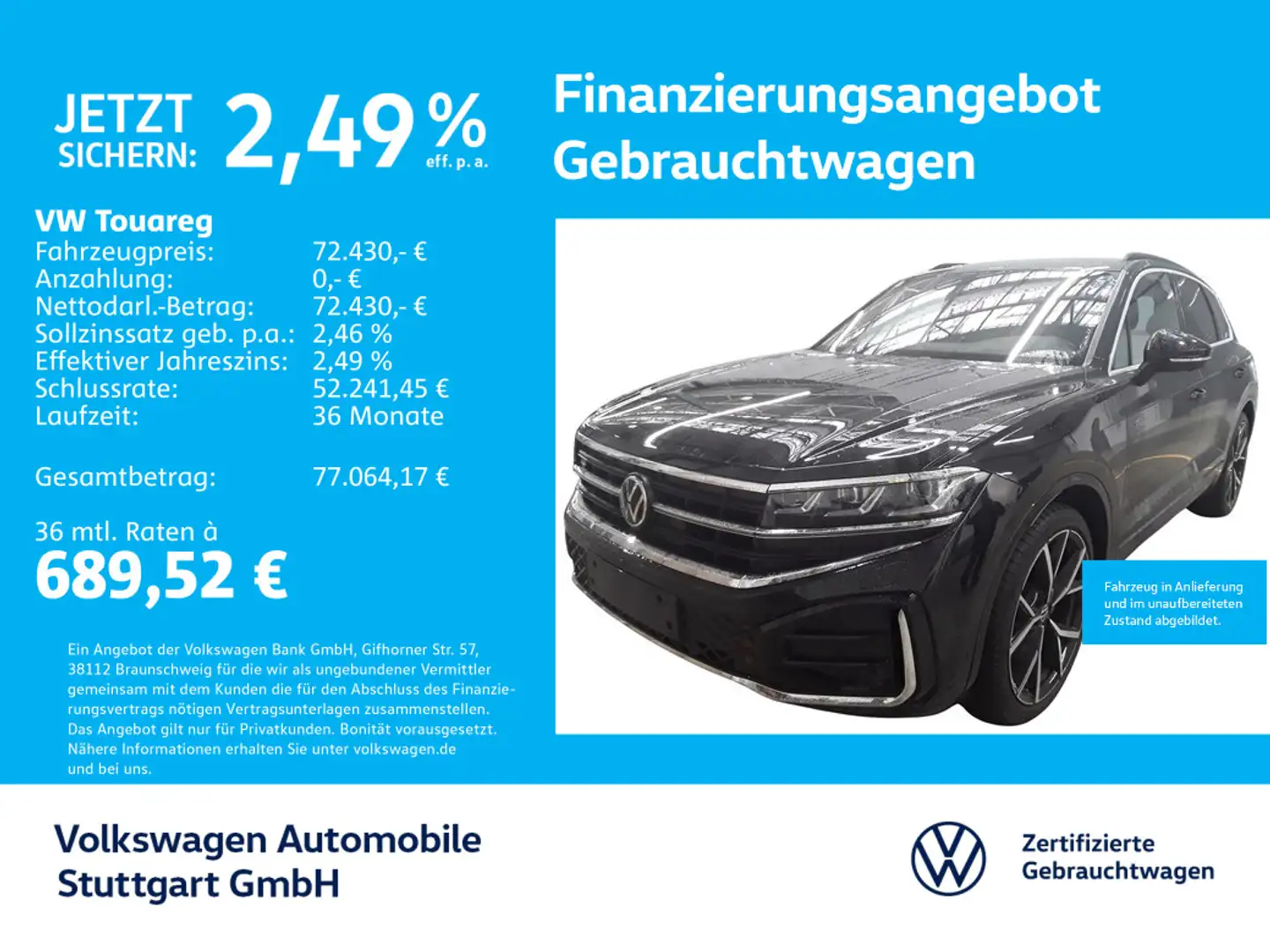 Volkswagen Touareg 3.0 TDI V6 R-Line Navi AHK Kamera Schwarz - 1