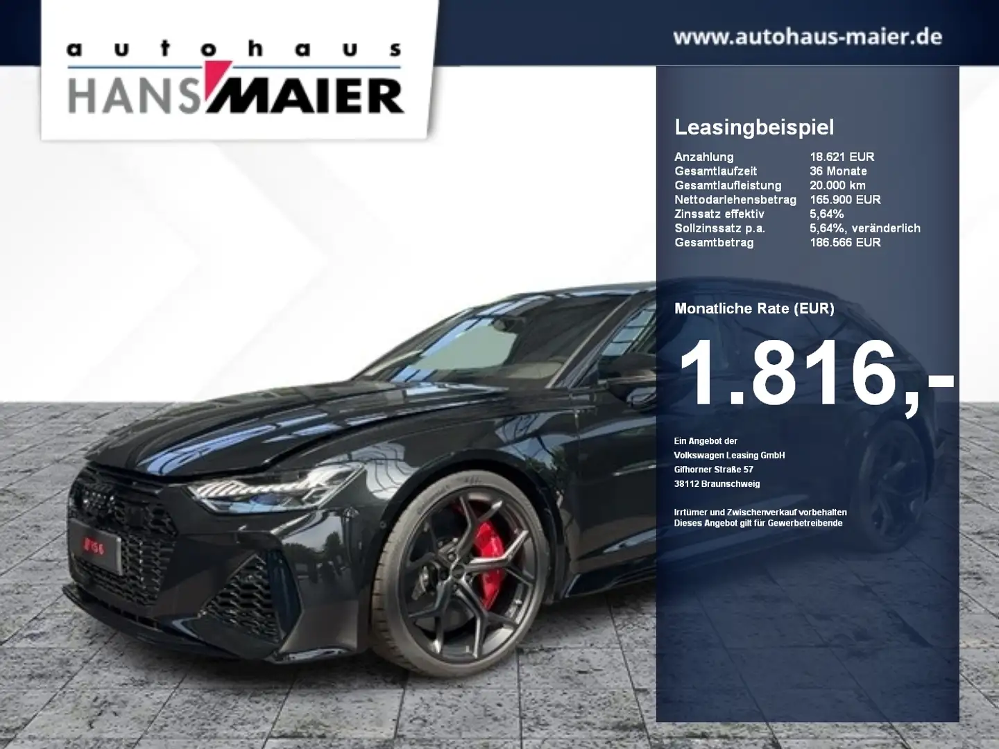 Audi RS6 RS 6 Avant TFSI quattro performance Pano Navi+ Zwart - 1