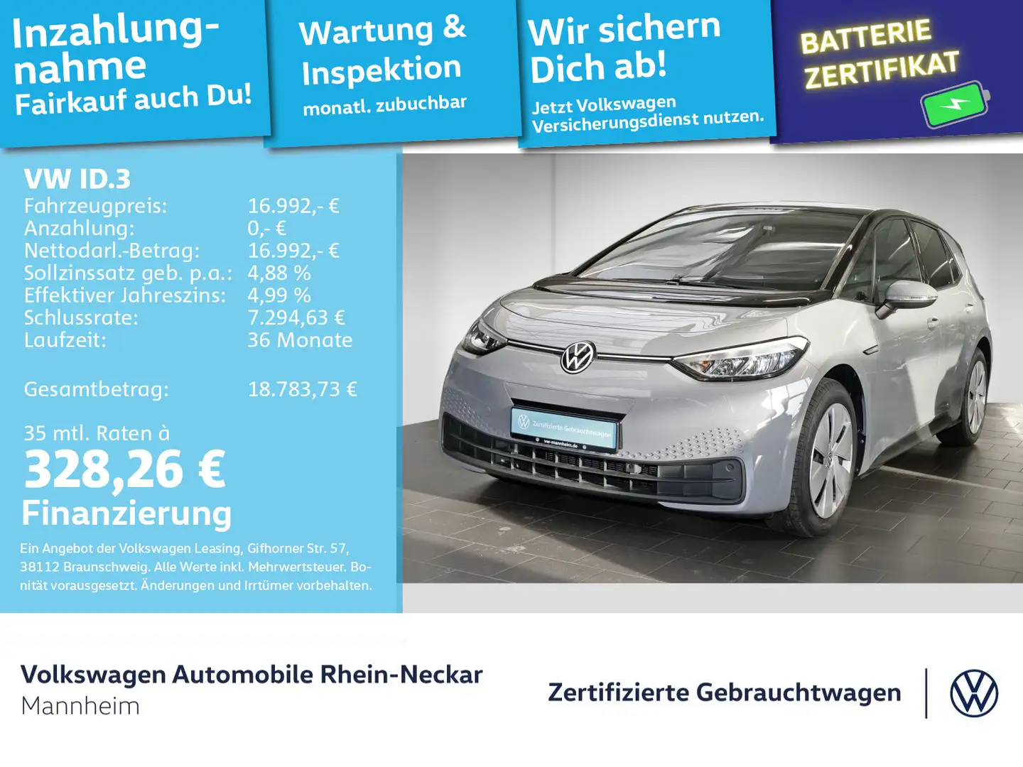 Volkswagen ID.3 Pure Performance Automatik LED Navi uvm Grau - 1