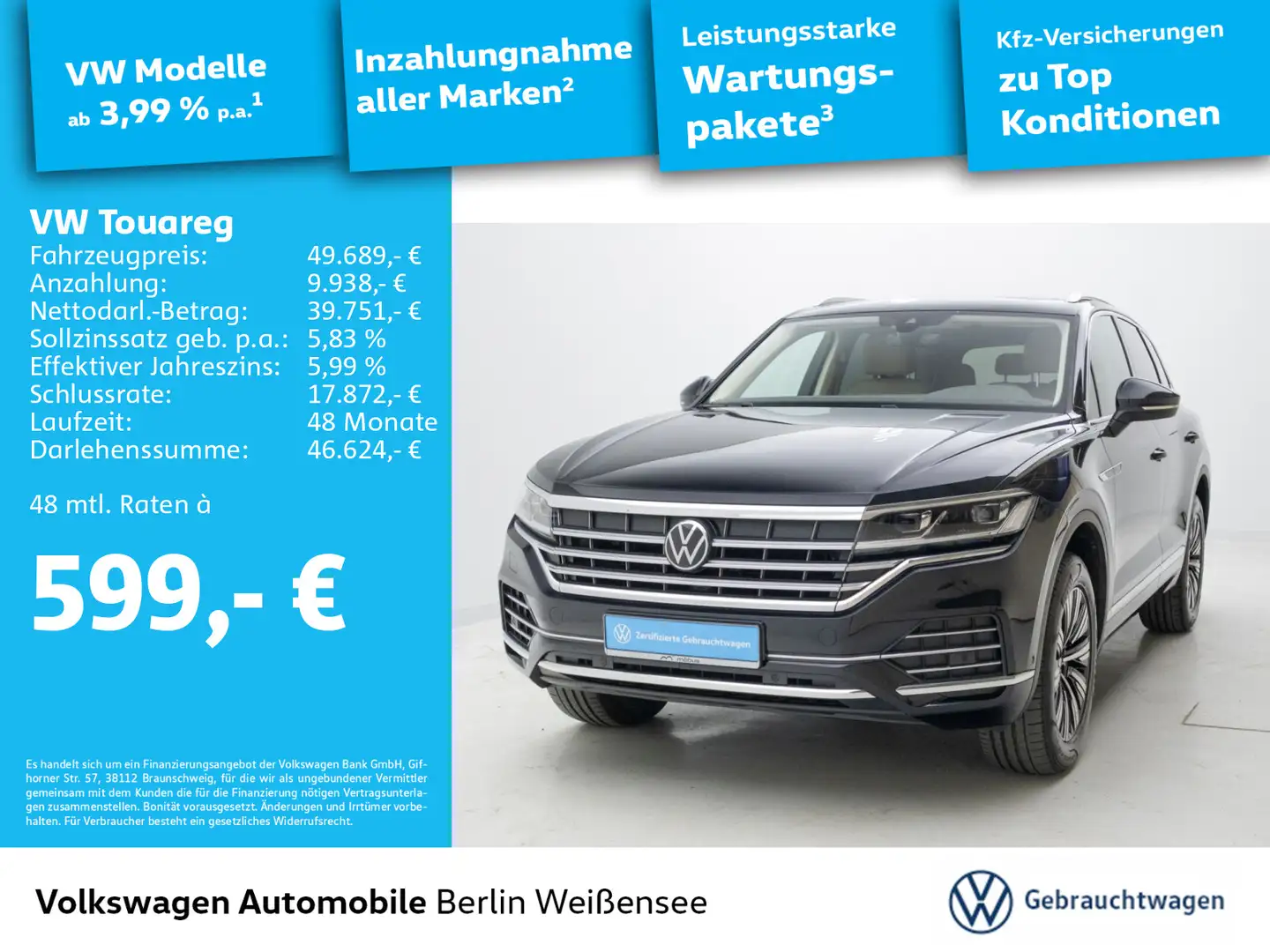 Volkswagen Touareg 3.0 V6 TDI Atmosphere*4M*NAV*PANO*ACC* Schwarz - 1