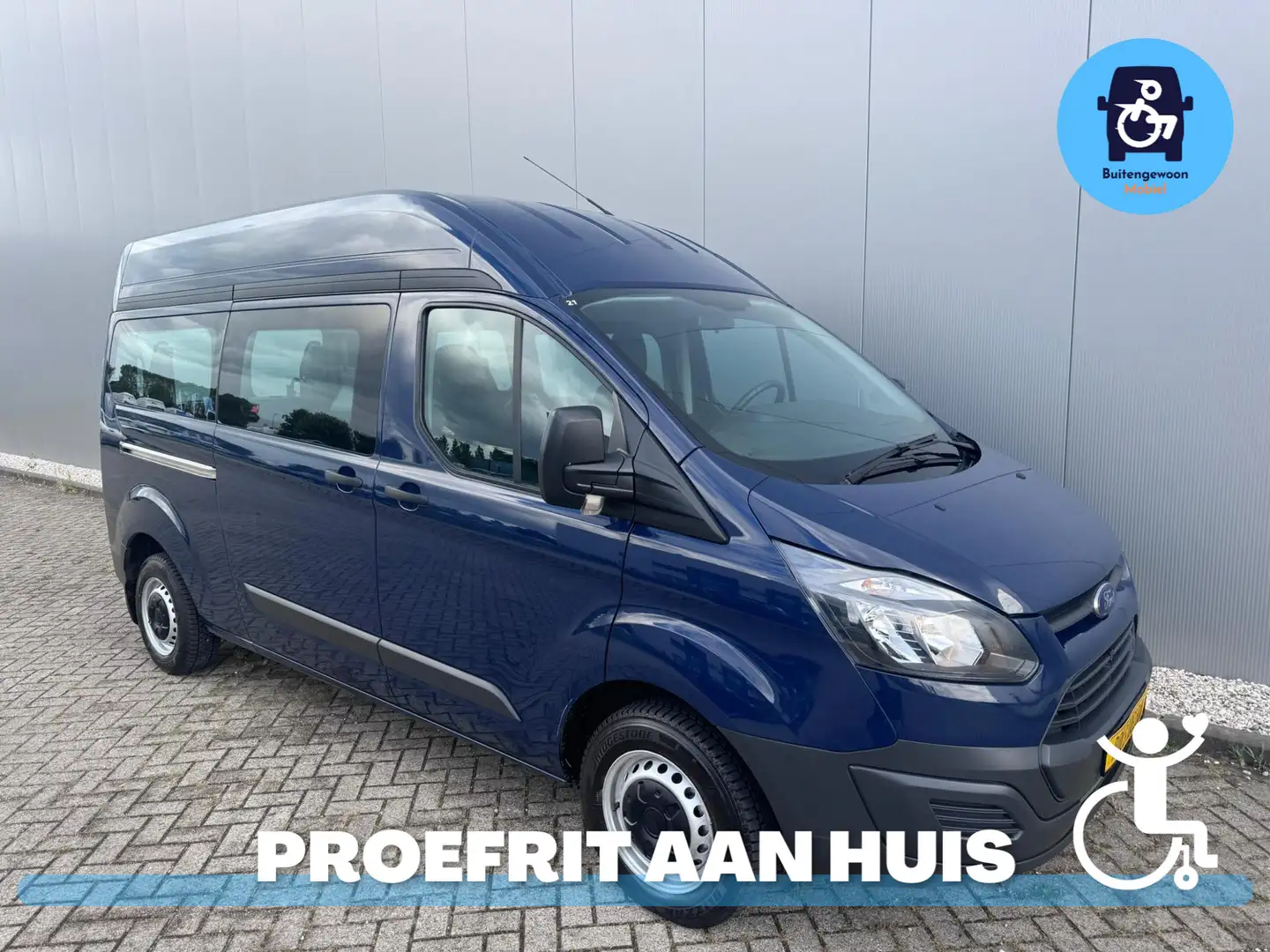 Ford Transit Custom Rolstoelbus Rolstoel Voorin 3 Persoons Blauw - 1