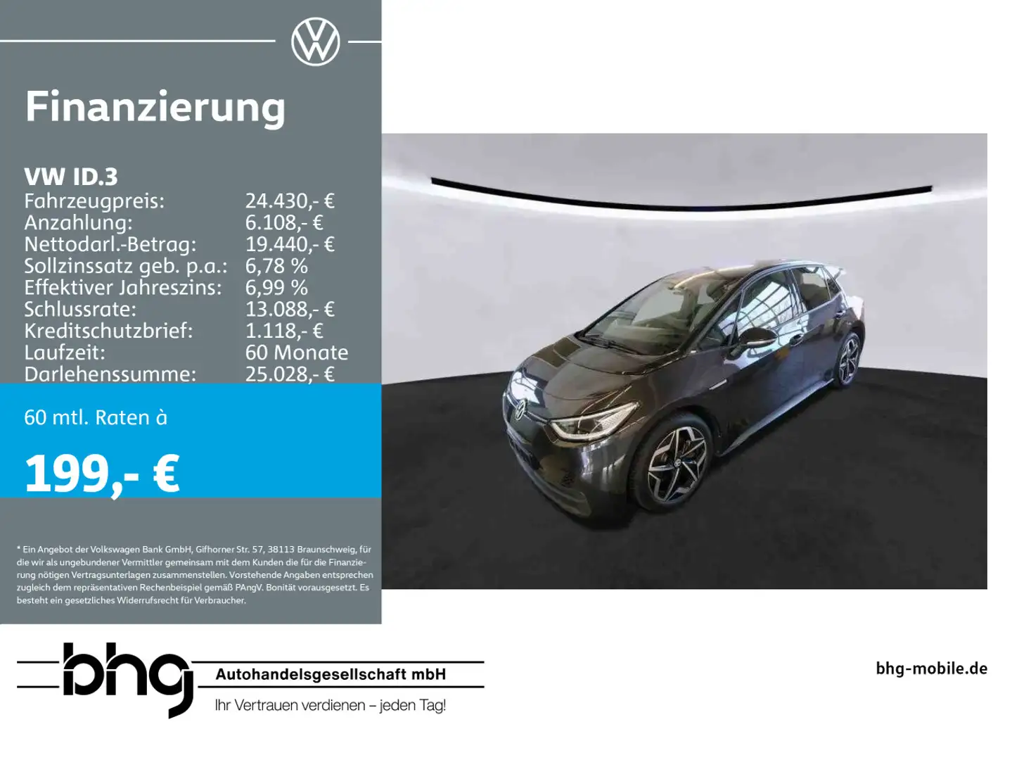 Volkswagen ID.3 Pro Performance SHZ IQ.LIGHT HUD PANO 62KW/ Grau - 1
