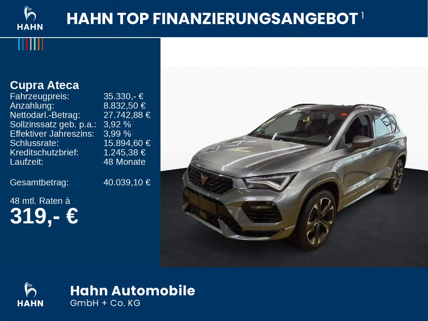 CUPRA Ateca 2.0TSI DSG 4Drive LED Navi AHK CAM ACC APP Grau - 2