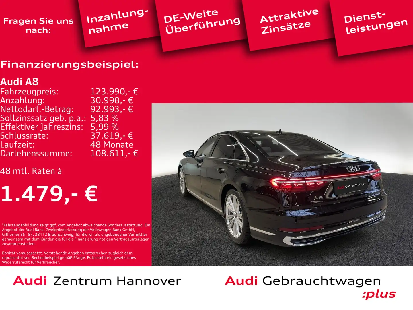 Audi A8 50 TDI quattro t iptronic Schwarz - 2