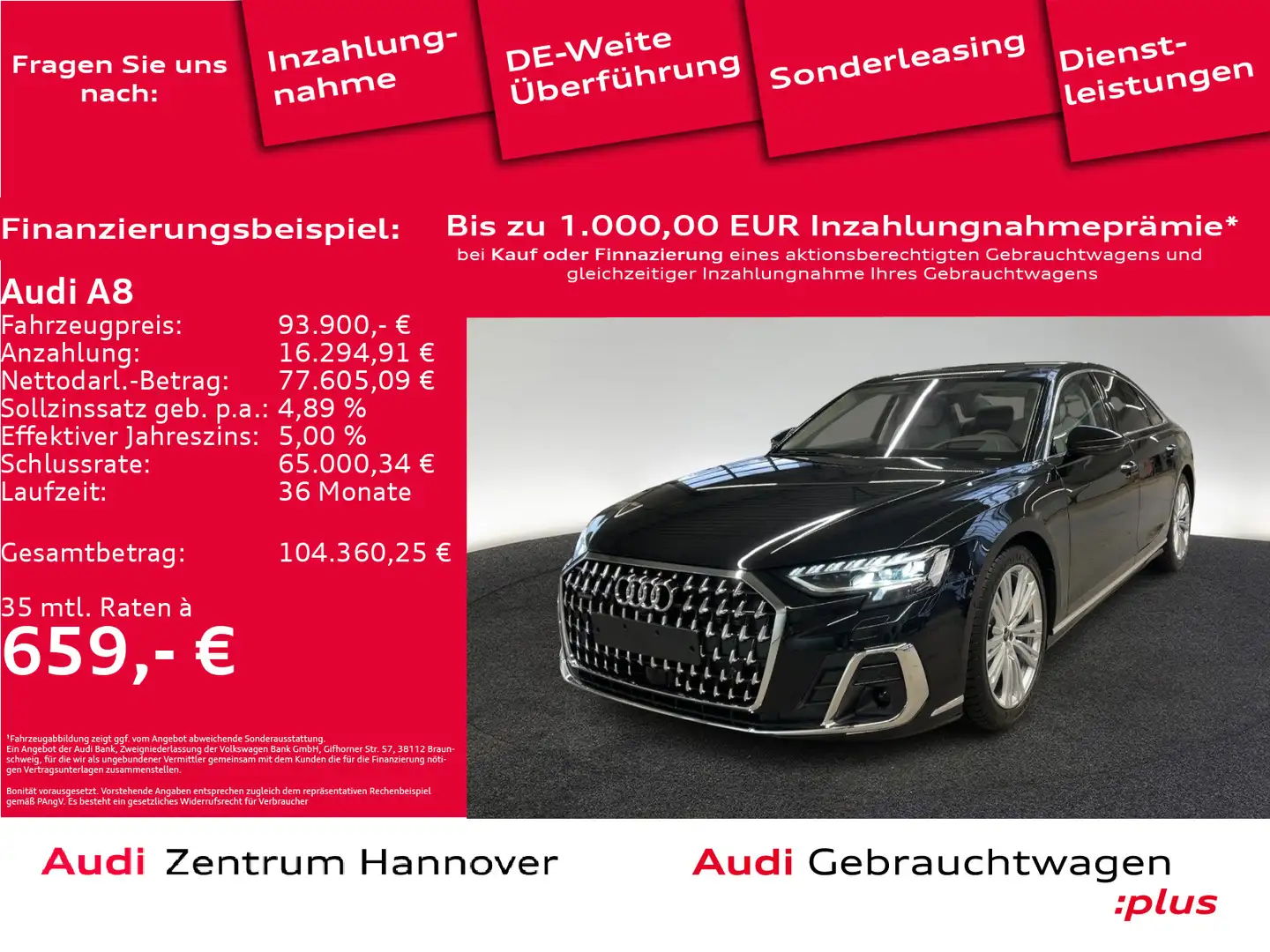 Audi A8 50 TDI quattro Standh. Head-Up Matrix Pano B& Schwarz - 1