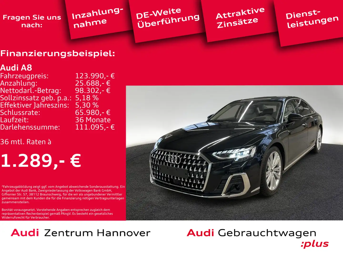 Audi A8 50 TDI quattro t iptronic Schwarz - 2