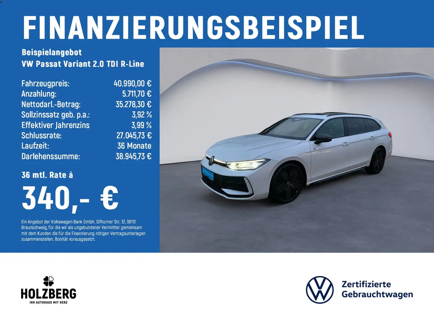 Volkswagen Passat Variant 2.0 TDI R-Line MATRIX+AHK+PANO+HUD+H&K+STHZ Weiß - 2