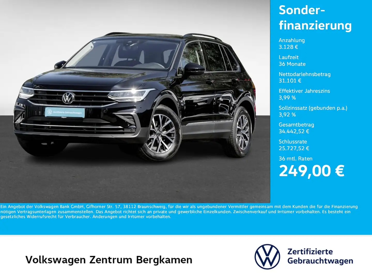 Volkswagen Tiguan 1.5 LIFE PANO STANDHZ. CAM ACC NAVI Schwarz - 1